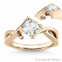 Round Brilliant Cut Moissanite Fancy Solitaire Engagement Ring in  14k Rose Gold - £605.78 GBP+