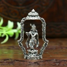 925 silver Hindu idol KRISHNA statue, Figurine, puja article home temple... - $83.15