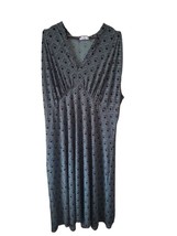 London Times Aqua Brown Short Sleeve V-Neck Midi Dress - £11.40 GBP
