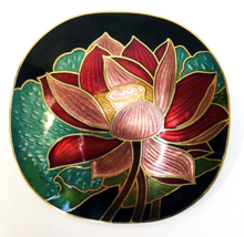 Vintage Cloisonné Enamel Pink Lotus Flower Brooch Pin Belt Buckle Combo ... - $21.00