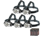 5-Pack LED Headlamp, 4 Lighting Modes, Pivoting Head with Adjustable Hea... - $32.08