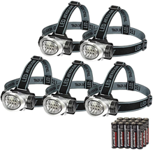 5-Pack LED Headlamp, 4 Lighting Modes, Pivoting Head with Adjustable Headband - £25.72 GBP