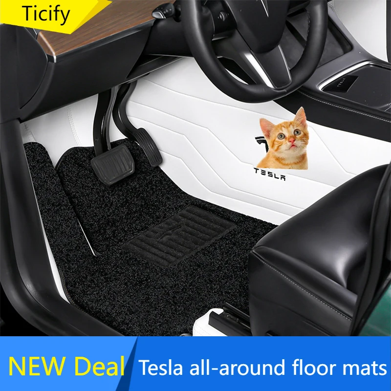 Car Floor Mats Custom for tesla model 3/y/x/s PU Leather Car Carpet 2lay... - $594.31+