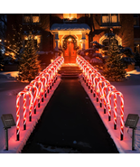 2PK 24PCS Solar Candy Cane Lights, 10&quot; Christmas Pathway Stake Light Out... - £42.33 GBP