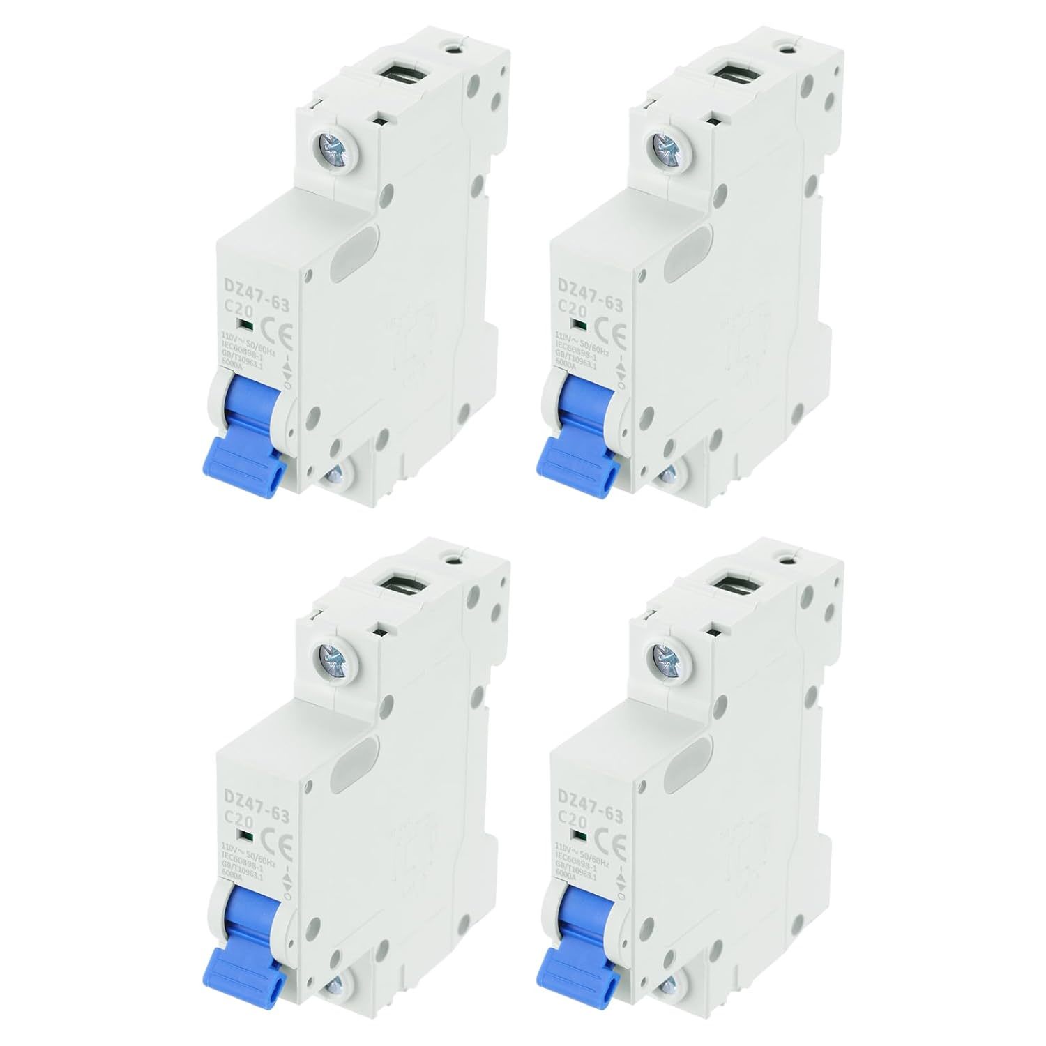 Meccanixity 4Pcs Miniature Circuit Breaker 1P 20A Ac 110V Dz47-63, Overl... - $31.97