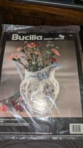 Bucilla Plastic Canvas Vintage Floral Pitcher 6101 Needle Point Stitch 1993 New - £14.23 GBP