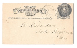 Sc UX5 1880s Boston Mass Negative Numeral Postmark Cancel 8 or 9 Postal ... - £3.97 GBP