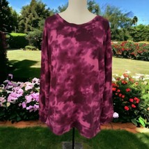 Terra &amp; Sky Pink Tie Dye Sweatshirt Sz 14 0X Wine Pullover Cotton Blend Cozycore - £15.91 GBP