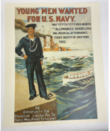 Vintage Navy Recruitment Poster &quot; Young Men Wanted for U.S. Navy&quot; WW1 20... - $24.40 CAD