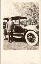 RPPC Antique Automobile Gentleman Posing with Nice Car c1910 Postcard U20 - £13.53 GBP