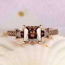 14K  Rose  Gold Plated 2.80Ct Princess Cut Simulated Chocolate Engagement Ring - £88.18 GBP