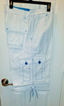 Member&#39;s Property Men&#39;s Cargo Shorts White W Blue Size 36 New W Tags - £22.39 GBP