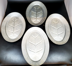 Vintage Set Of 4 Oval Aluminum Sizzling Servers Steak Plates 11-3/4&quot; Wide, Excel - £40.19 GBP