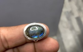 Natural labradorite ring 925 Sterling Silver statement Ring for Unisex Size 4-14 - £34.37 GBP