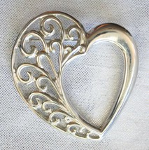 Elegant Mid Century Modern Silver-tone Heart Brooch 1970s vintage - £9.62 GBP