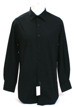 Van Heusen Black Fitted Button Front Dress Shirt M 15  32/33  Men's NWT - £36.37 GBP