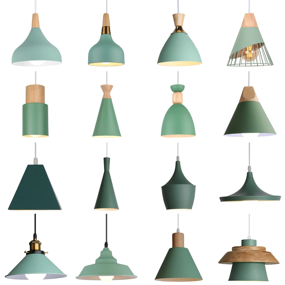 Nordic Aluminum Pendant Lights Modern Wood Hanging Lamps Kitchen Living ... - £21.43 GBP+
