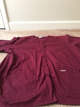 Landau Adult Burgundy Snap Button Scrub Top w/Pockets Nurse Medical Size 3XL  - $28.13