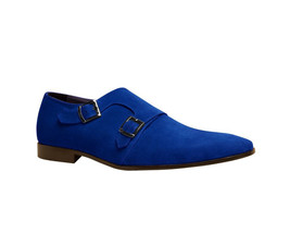 NEW  Handmade Royal Blue Suede Color Shoes, Men Double Monk Shoes, Men&#39;s Straps  - £114.74 GBP