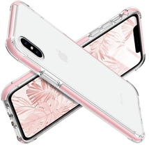 for iPhone X/Xs Transparent TPU 2 in 1 Shockproof Case PINK - £6.16 GBP