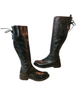 BedStu Boots Distressed Black Leather Manchester Tall Riding Lace Up Bac... - €84,81 EUR