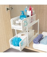 2-Tier Sliding Cabinet Storage Baskets Shelf Organizer Bins Space-Saving... - £28.43 GBP