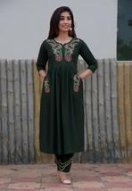 Traditional Jaipur Reyon Beautiful Long Pattern Kurti Dress with Pant Set Casual - £19.59 GBP