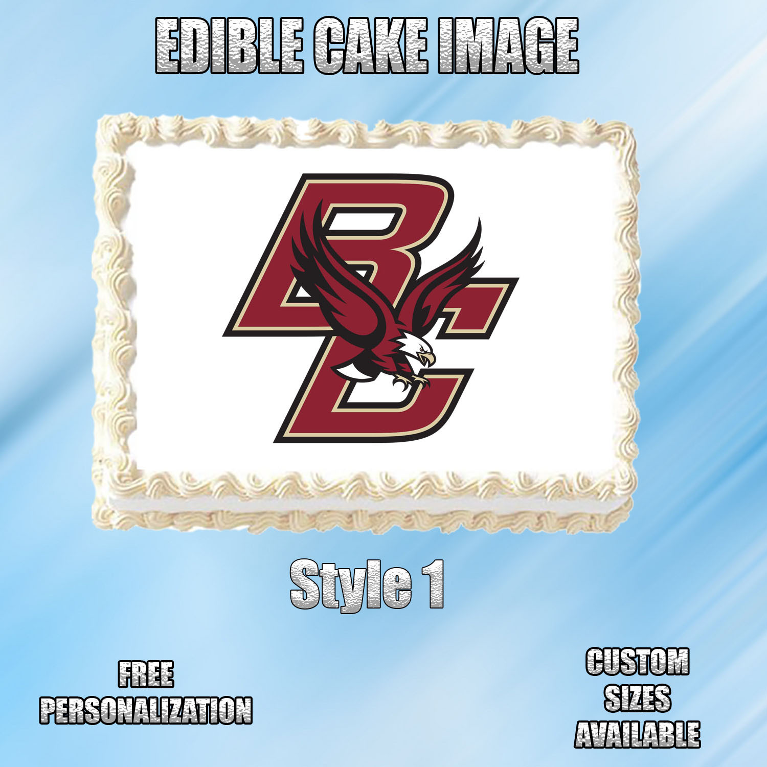 Boston College Edible Image Topper Cupcake Frosting 1/4 Sheet 8.5 x 11