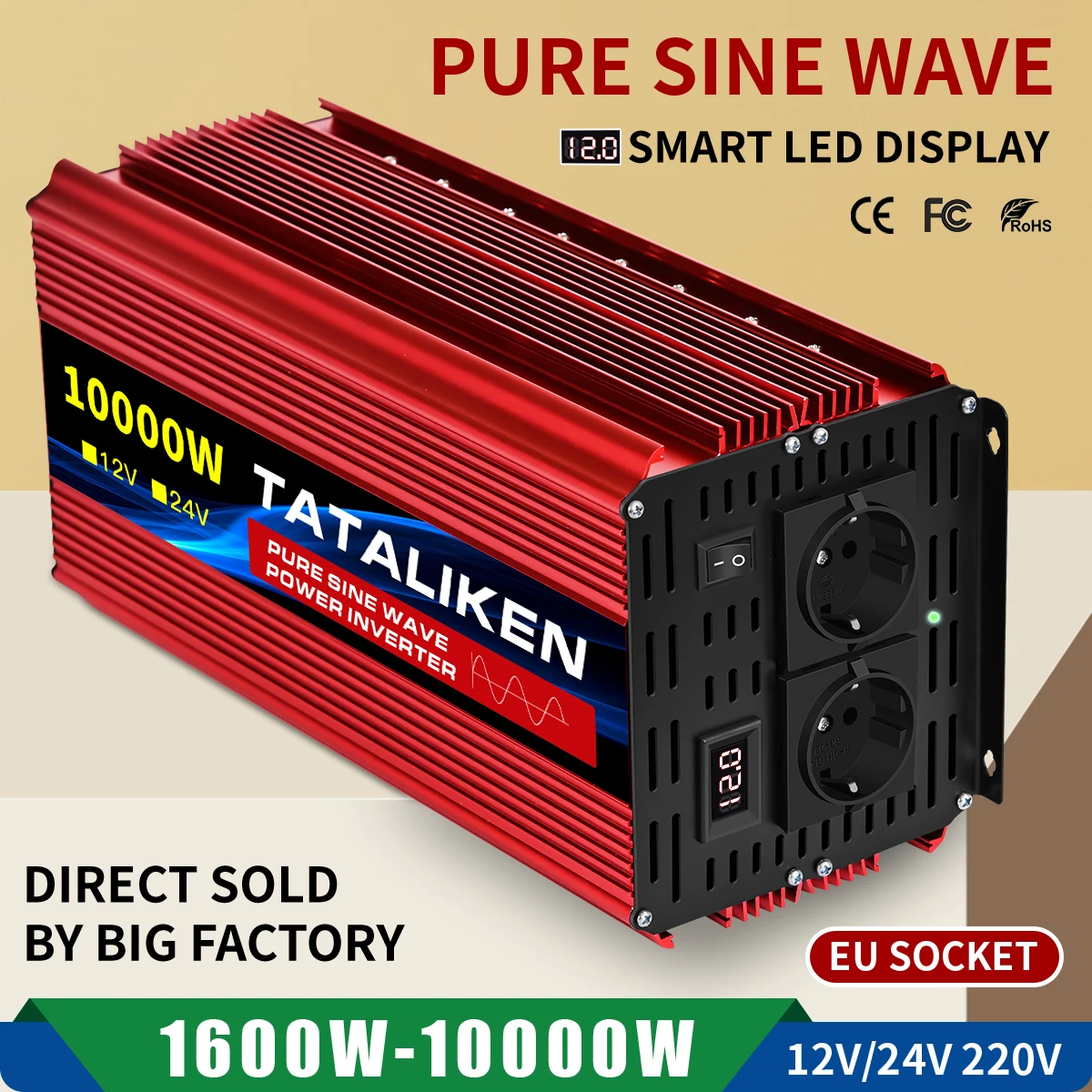 Pure Sine Wave Inverter 1600W—10000W DC 12V/24V to AC 220V 50hz Power In... - £41.14 GBP+