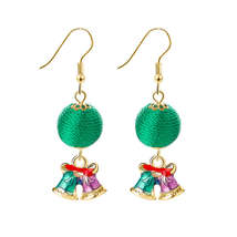 Green Polyster &amp; Enamel 18K Gold-Plated Bells Pom Drop Earrings - £11.27 GBP