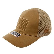 Highland Tactical American Flag Tactical Soft Mesh Flex Fitted Hat Desert OSFM - £21.36 GBP