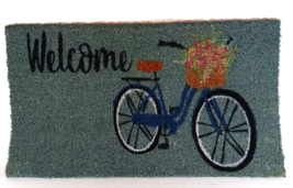 WELCOME MAT Bike with Flowers Natural Coir Fiber DOORMAT Anti-Slip Back ... - £33.76 GBP