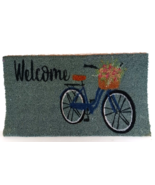 WELCOME MAT Bike with Flowers Natural Coir Fiber DOORMAT Anti-Slip Back ... - $43.68