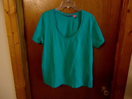Womens Woman Within Size  1 X 100% Cotton Green Top &quot; BEAUTIFUL TOP &quot; - £9.60 GBP