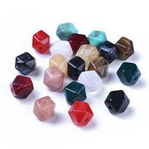 10 Polygon Beads Acrylic Jelly Style Cube Jewelry Making Supplies 12mm Mix - £3.58 GBP