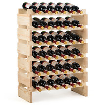 36 Bottle Modular Wine Rack 6 Tier Stackable Wooden Display Shelves Wobble-Free - £82.02 GBP