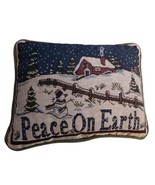 Vtg Christmas Peace on Earth Cabin Snow Needlepoint Decor Throw Pillow 1... - £8.83 GBP