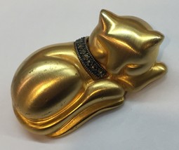 RARE Judith Jack Brushed Goldtone, Silver and Marcasite Cat Pin - $60.00