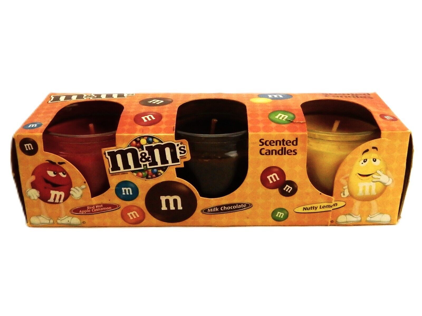 Set of 3 M&amp;M&#39;s Scented Candles, Glass Votive Cups, Chocolate, Lemon, Cin... - $14.65