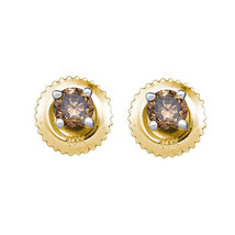 10kt Yellow Gold Round Brown Color Enhanced Diamond Stud Earrings 1/2 Ctw - £238.96 GBP