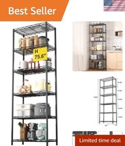 Compact 6-Tier Wire Shelving Unit - Effortless Assembly and Stylish Storage - $97.49