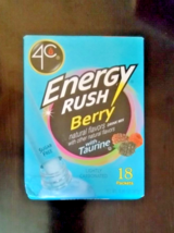 4C ENERGY RUSH BERRY WITH TAURINE &amp; CAFFEINE ENERGY DRINK MIX SUGAR FREE... - £6.20 GBP