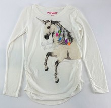 Girls&#39; Long Sleeve Tee Cinched Sides True Be Unique Glitter Unicorn  XSm... - $130.29 MXN