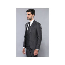 Men 3pc European Vested Suit WESSI  J.VALINTIN Extra Slim Fit JV15 Charcoal Gray image 7