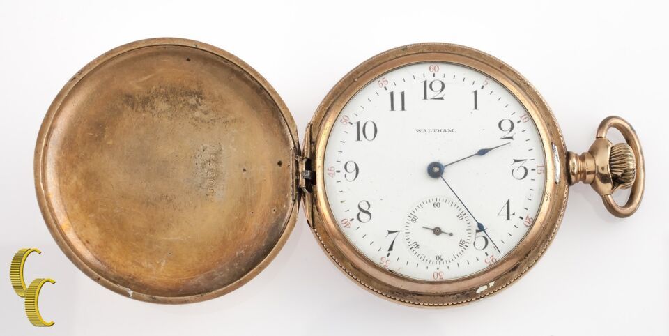 Waltham Antique Full Hunter Gold Filled Pocket Watch Gr 610 Size 16 7 Jewel - $519.75