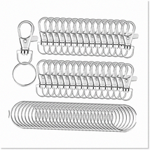 Organize with Ease: 60pcs Swivel Clasp Key Chain Clip Hooks with Split K... - $16.82