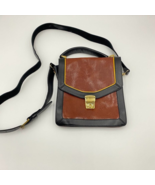Plato Crossbody Purse Brown Black Faux Leather Suede Lining Vintage Adju... - £31.37 GBP