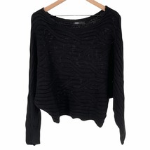 Fame Istanbul black cropped boatneck chunky knit relaxed dolman sweater one size - £23.97 GBP