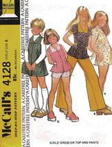 Vtg 1970&#39;s Girl&#39;s Dress &amp; Pants Or Shorts Mc Call&#39;s Pattern 4128 Size 8 - Uncut - £9.59 GBP