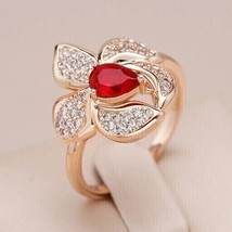 2.00Ct Pear Cut Simulated Red Ruby Engagement Ring 14k Rose Gold Plated Women - £77.62 GBP